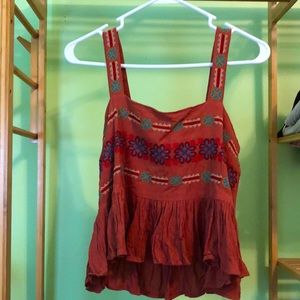 American Eagle embroidered tank top.